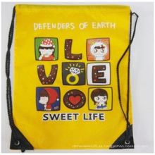 Los bolsos de lazo promocionales, mochila de la historieta empaqueta el logotipo de sellado en caliente